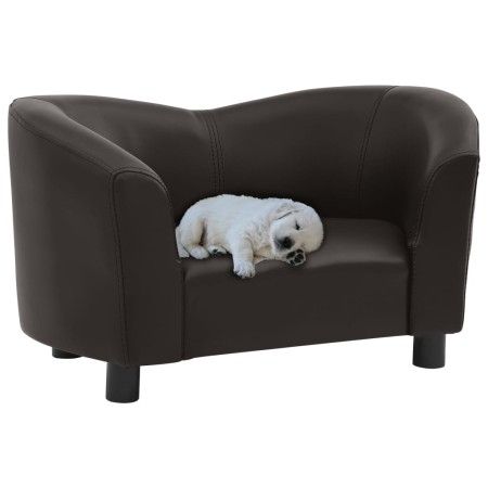Sofá para perros cuero sintético marrón 67x41x39 cm de vidaXL, Camas para perros - Ref: Foro24-170947, Precio: 78,38 €, Descu...