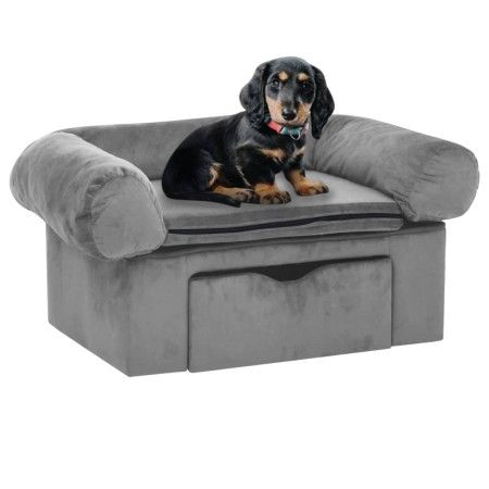 Sofá para perros con cajón felpa gris 75x50x38 cm de vidaXL, Camas para perros - Ref: Foro24-171076, Precio: 112,55 €, Descue...