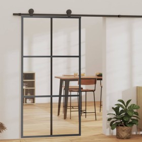 Puerta corredera ESG vidrio y aluminio negra 102x205 cm en Puertas | Comprar online en Foru.es