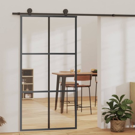 Puerta corredera ESG vidrio y aluminio negra 102x205 cm en Puertas | Comprar online en Foru.es