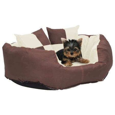 Cojín para perro reversible y lavable marrón y crema 65x50x20cm de vidaXL, Camas para perros - Ref: Foro24-171211, Precio: 46...