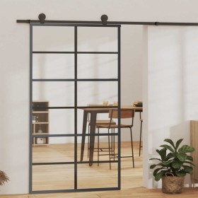 Puerta corredera ESG vidrio y aluminio negra 102x205 cm en Puertas | Comprar online en Foru.es