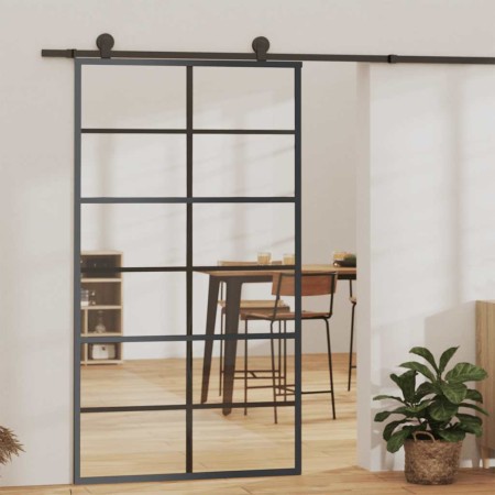 Puerta corredera ESG vidrio y aluminio negra 102x205 cm en Puertas | Comprar online en Foru.es