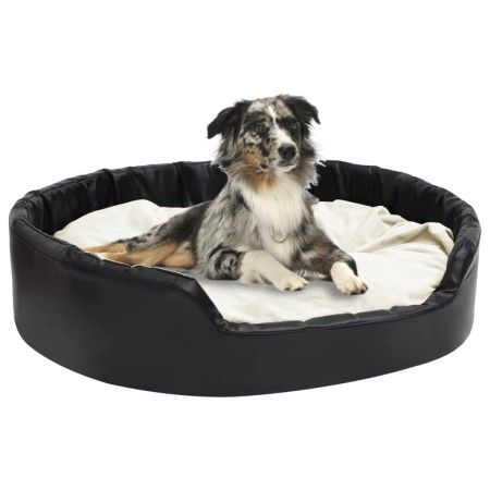 Cama de perros felpa y cuero sintético negro beige 99x89x21 cm de vidaXL, Camas para perros - Ref: Foro24-171272, Precio: 80,...