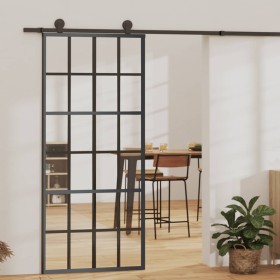 Puerta corredera ESG vidrio y aluminio negra 90x205 cm en Puertas | Comprar online en Foru.es