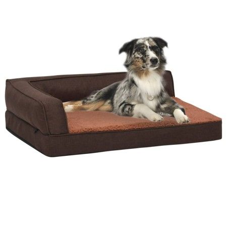Colchón de cama de perro ergonómico aspecto lino marrón 60x42cm de vidaXL, Camas para perros - Ref: Foro24-171340, Precio: 48...