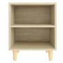 Mesita de noche con patas madera maciza roble Sonoma 40x30x50cm de vidaXL, Mesitas de noche - Ref: Foro24-805785, Precio: 34,...