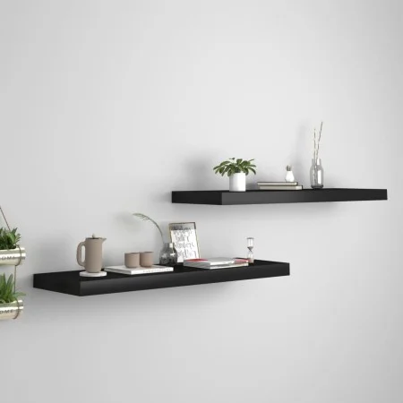 Estantes flotantes de pared 2 uds MDF negro 80x23,5x3,8 cm de vidaXL, Estantes y estanterías - Ref: Foro24-323836, Precio: 40...