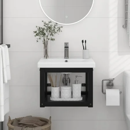 Estructura de lavabo suspendido hierro negro 40x38x31 cm de vidaXL, Tocadores de baño - Ref: Foro24-338493, Precio: 63,62 €, ...