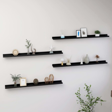 Estantes de pared 4 unidades negro 100x9x3 cm de vidaXL, Estantes y estanterías - Ref: Foro24-326670, Precio: 47,88 €, Descue...
