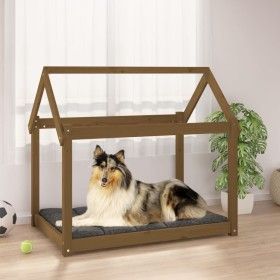 Cama para perros madera maciza pino marrón miel 101x70x90 cm de vidaXL, Camas para perros - Ref: Foro24-822215, Precio: 65,98...