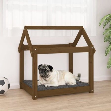 Cama para perros madera maciza pino marrón miel 71x55x70 cm de vidaXL, Camas para perros - Ref: Foro24-822205, Precio: 46,71 ...