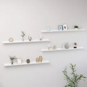 Estantes de pared 4 unidades blanco brillo 115x9x3 cm de vidaXL, Estantes y estanterías - Ref: Foro24-326657, Precio: 38,77 €...