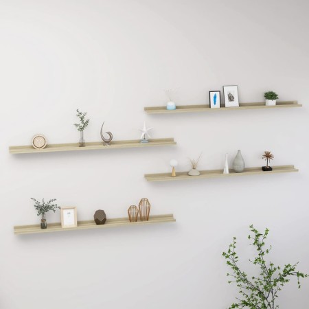Estantes de pared 4 unidades roble Sonoma 115x9x3 cm de vidaXL, Estantes y estanterías - Ref: Foro24-326688, Precio: 50,61 €,...