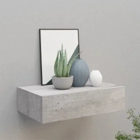 Estante de pared con cajón MDF gris hormigón 40x23,5x10 cm de vidaXL, Estantes y estanterías - Ref: Foro24-330251, Precio: 47...