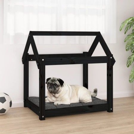 Cama para perros madera maciza de pino negro 71x55x70 cm de vidaXL, Camas para perros - Ref: Foro24-822206, Precio: 49,25 €, ...