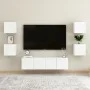 Muebles de salón 6 pzas madera ingeniería blanco brillo de vidaXL, Muebles TV - Ref: Foro24-3079290, Precio: 180,47 €, Descue...