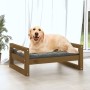 Cama para perros madera maciza pino marrón miel 75,5x55,5x28 cm de vidaXL, Camas para perros - Ref: Foro24-821480, Precio: 56...
