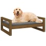 Cama para perros madera maciza pino marrón miel 75,5x55,5x28 cm de vidaXL, Camas para perros - Ref: Foro24-821480, Precio: 56...