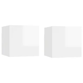 Mesitas de noche 2 uds madera ingeniería blanca 30,5x30x30 cm de vidaXL, Mesitas de noche - Ref: Foro24-3079725, Precio: 53,0...