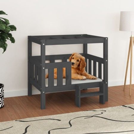 Cama para perros madera maciza de pino gris 75,5x63,5x70 cm de vidaXL, Camas para perros - Ref: Foro24-822379, Precio: 78,42 ...