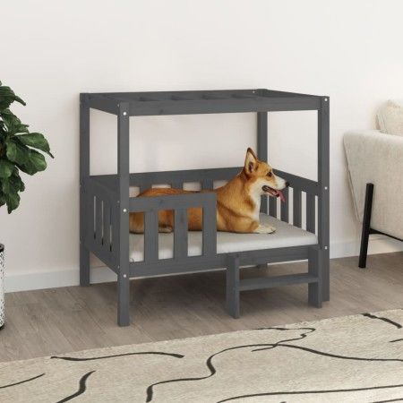 Cama para perros madera maciza de pino gris 95,5x73,5x90 cm de vidaXL, Camas para perros - Ref: Foro24-822384, Precio: 104,05...