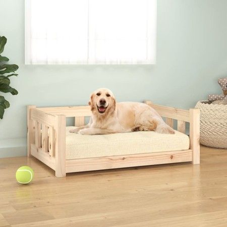 Cama para perros madera maciza de pino 75,5x55,5x28 cm de vidaXL, Camas para perros - Ref: Foro24-833253, Precio: 53,76 €, De...