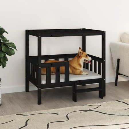 Cama para perros madera maciza de pino negro 95,5x73,5x90 cm de vidaXL, Camas para perros - Ref: Foro24-822386, Precio: 98,22...