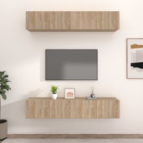 Muebles TV 4 uds madera contrachapada roble Sonoma 80x30x30 cm en Muebles TV | Comprar online en Foru.es