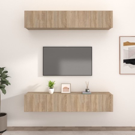 Muebles TV 4 uds madera contrachapada roble Sonoma 80x30x30 cm en Muebles TV | Comprar online en Foru.es