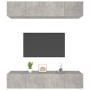 Muebles TV 4 uds madera contrachapada gris hormigón 80x30x30 cm en Muebles TV | Comprar online en Foru.es