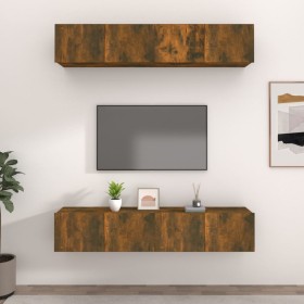 Muebles TV 4 uds madera contrachapada roble ahumado 80x30x30 cm en Muebles TV | Comprar online en Foru.es