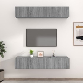 Muebles TV 4 uds madera contrachapada gris Sonoma 80x30x30 cm en Muebles TV | Comprar online en Foru.es