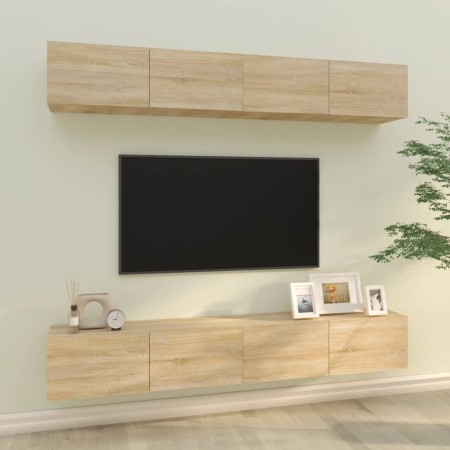Muebles de TV 4 piezas roble Sonoma 100x30x30 cm en Muebles TV | Comprar online en Foru.es