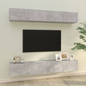 Muebles de TV 4 piezas gris hormigón 100x30x30 cm en Muebles TV | Comprar online en Foru.es