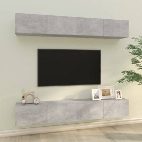 Muebles de TV 4 piezas gris hormigón 100x30x30 cm en Muebles TV | Comprar online en Foru.es