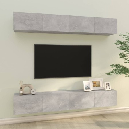 Muebles de TV 4 piezas gris hormigón 100x30x30 cm en Muebles TV | Comprar online en Foru.es