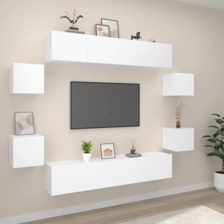 Set de muebles para TV 8 piezas madera contrachapada blanco en Muebles TV | Comprar online en Foru.es