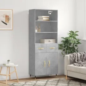 Aparador alto madera contrachapada gris hormigón 69,5x34x180 cm de vidaXL, Aparadores - Ref: Foro24-3200501, Precio: 132,54 €...