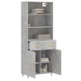 Aparador alto madera contrachapada gris hormigón 69,5x34x180 cm de vidaXL, Aparadores - Ref: Foro24-3200501, Precio: 133,61 €...