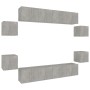 Set de muebles de TV 8 pzas madera contrachapada gris hormigón en Muebles TV | Comprar online en Foru.es