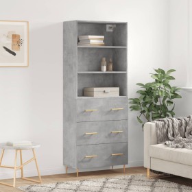 Aparador alto madera contrachapada gris hormigón 69,5x34x180 cm de vidaXL, Aparadores - Ref: Foro24-3189369, Precio: 153,25 €...