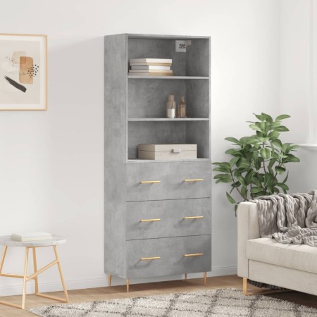 Aparador alto madera contrachapada gris hormigón 69,5x34x180 cm de vidaXL, Aparadores - Ref: Foro24-3189369, Precio: 153,25 €...