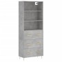 Aparador alto madera contrachapada gris hormigón 69,5x34x180 cm de vidaXL, Aparadores - Ref: Foro24-3189369, Precio: 153,25 €...