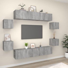 Set de muebles para TV 8 pzas madera contrachapada gris Sonoma en Muebles TV | Comprar online en Foru.es