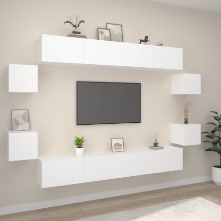 Set de muebles para TV 8 piezas madera contrachapada blanco en Muebles TV | Comprar online en Foru.es