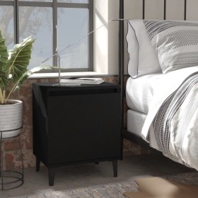 Mesitas de noche con patas de metal negro 40x30x50 cm de vidaXL, Mesitas de noche - Ref: Foro24-805836, Precio: 61,33 €, Desc...