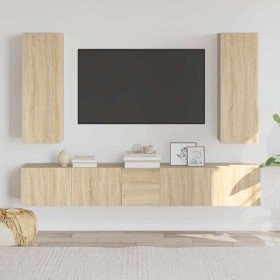 Set de muebles para TV 5 pzas madera contrachapada roble Sonoma en Muebles TV | Comprar online en Foru.es