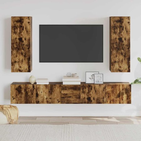 Set de muebles de TV 5 pzas madera contrachapada roble ahumado en Muebles TV | Comprar online en Foru.es