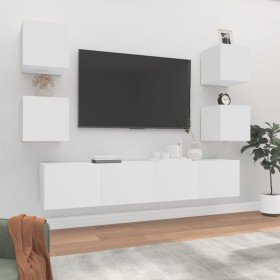 Set de muebles para TV 6 piezas madera contrachapada blanco en Muebles TV | Comprar online en Foru.es